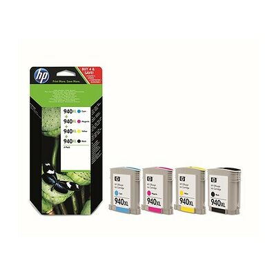 Pack de 4 cartouches d'encre Noir et couleurs HP 940 XL