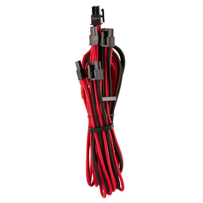 Câble gainé 2 x PCI-E 6+2 broches Corsair - 65 cm - Rouge/Noir