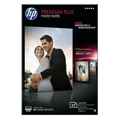 Papier Photo Brillant Premium +, 300 g/m², A6 ( 10 x 15 cm ), 25 feuilles, HP