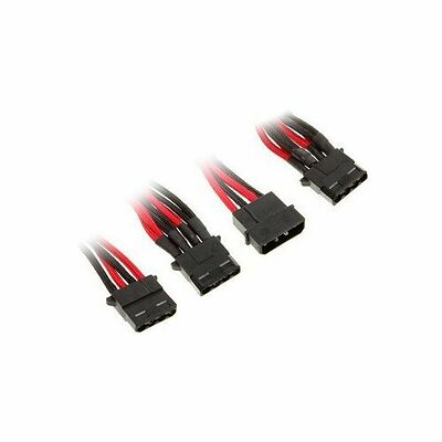 Câble adaptateur gainé Molex vers 3 x Molex BitFenix Alchemy, 55 cm, Rouge/Noir
