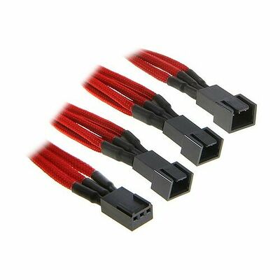 Câble adaptateur gainé 3 vers 3x3 broches BitFenix Alchemy, 60 cm, Rouge/Noir
