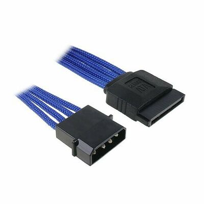 Câble gainé Molex vers alimentation SATA BitFenix Alchemy, 45 cm, Bleu
