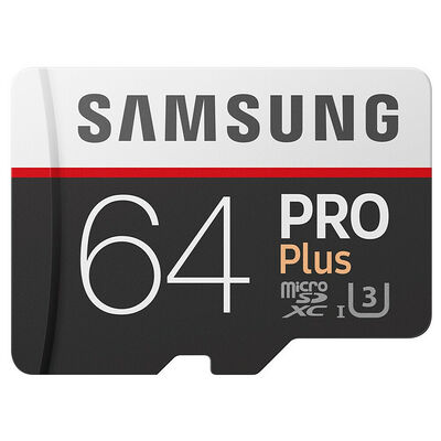 Carte Mémoire Micro SDXC Pro Plus Samsung, 64 Go, Classe 10 + Adaptateur SD