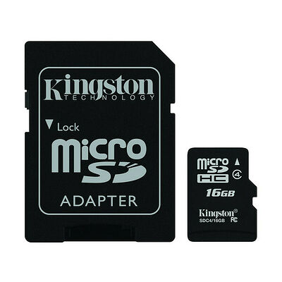 Carte Mémoire Micro SDHC Kingston SDC4, 16 Go, Classe 4 + Adaptateur SD