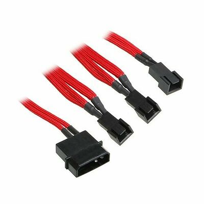Câble adaptateur gainé 4 vers 3x3 broches BitFenix Alchemy, 20 cm, Rouge/Noir