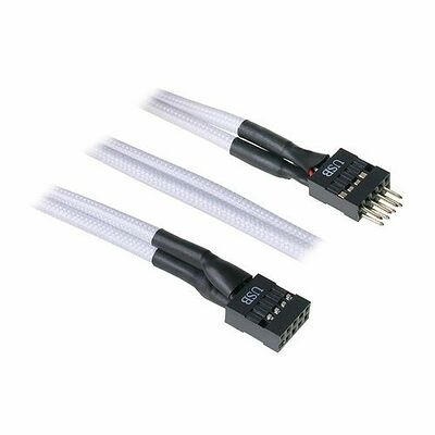 Câble rallonge gainé USB interne BitFenix Alchemy, 30 cm, Blanc/Noir