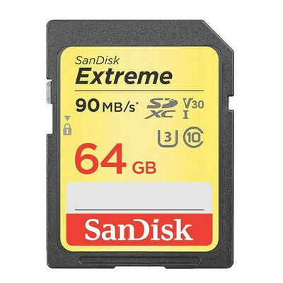 Carte Mémoire SDXC Sandisk Extreme UHS-1 U3 V30, 64 Go, Classe 10