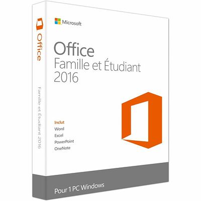 Microsoft Office Famille et Etudiant 2016, 1 Licence