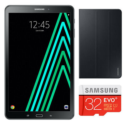 Samsung Galaxy Tab A 10.1'' 16 Go Wi-Fi Noir + Book Cover + SD 32 Go