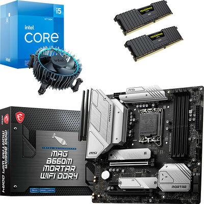 Kit évo Intel Core i5-12400F + MSI MAG B660M MORTAR WIFI DDR4 + 16 Go