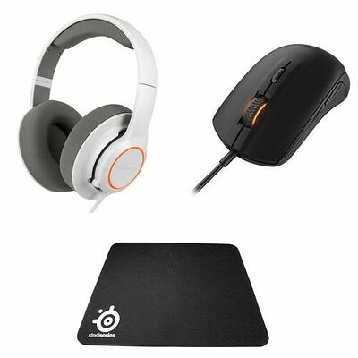 Pack Gaming SteelSeries, Rival 100 Noire + Siberia Raw Prism Blanc + QcK