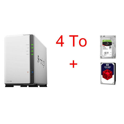 Synology DS218J + Seagate IronWolf, 2 To + Western Digital WD Red, 2 To