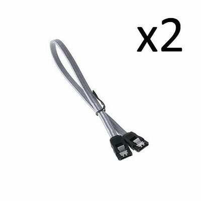 2 x Câble SATA gainé à verrouillage BitFenix Alchemy - 30 cm - Argent/Noir