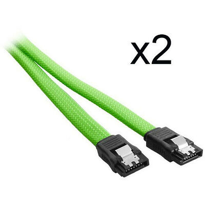 2 x Câble SATA gainé à verrouillage CableMod ModMesh - 30 cm - Vert