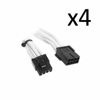 4 x Câble rallonge gainé PCI-E 6+2 broches BitFenix Alchemy, 45 cm, Blanc/Noir