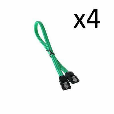 4 x Câble SATA gainé à verrouillage BitFenix Alchemy - 30 cm - Vert/Noir