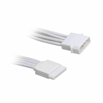 Câble gainé Molex vers alimentation SATA BitFenix Alchemy, 45 cm, Blanc/Blanc