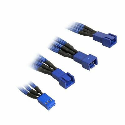 Câble adaptateur 3 broches vers 3x3 broches BitFenix Alchemy, 60 cm, Bleu/Bleu