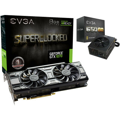 EVGA GeForce GTX 1070 SC GAMING ACX 3.0 Black Edition, 8 Go + 650 GQ, 650W