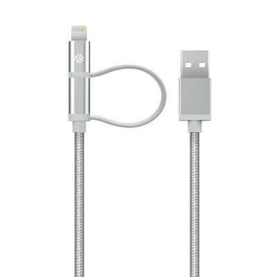 KANEX Câble Lightning / Micro USB Nylon tressé - Argent