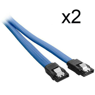 2 x Câble SATA gainé à verrouillage CableMod ModMesh - 60 cm - Bleu clair