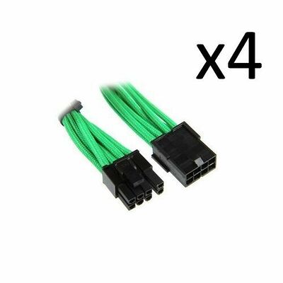 4 x Câble rallonge gainé PCI-E 6+2 broches BitFenix Alchemy, 45 cm, Vert/Noir