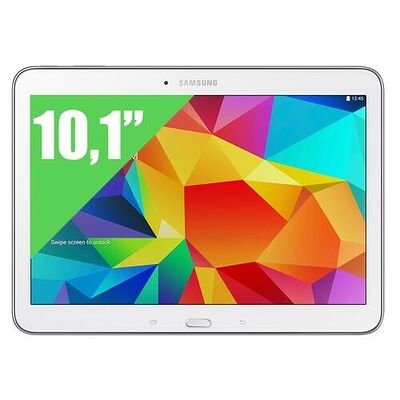 Samsung Galaxy Tab 4 Blanche, 10.1" HD + Etui Book Cover