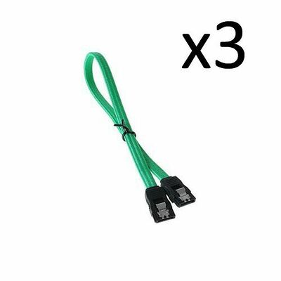 3 x Câble SATA gainé à verrouillage BitFenix Alchemy - 30 cm - Vert/Noir