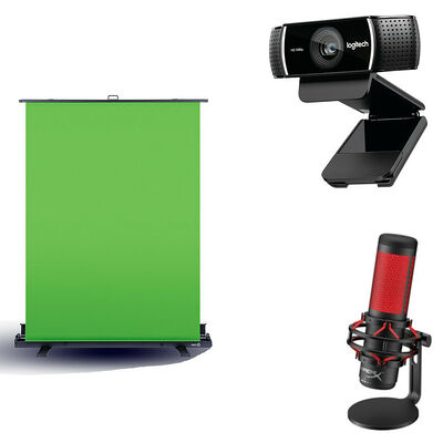 Pack Caster Green Screen + Logitech C922 Pro Stream + QuadCast Microphone