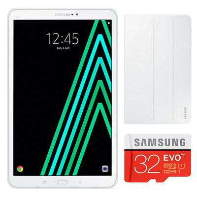 Samsung Galaxy Tab A 10.1'' 16 Go Wi-Fi Blanc + Book Cover + SD 32 Go