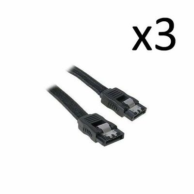 3 x Câble SATA gainé à verrouillage BitFenix Alchemy - 30 cm - Noir/Noir