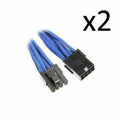 2 x Câble rallonge gainé PCI-E 6+2 broches BitFenix Alchemy - 45 cm - Bleu/Noir