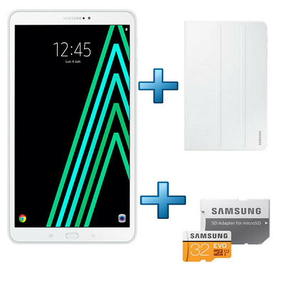 Samsung Galaxy Tab A6 (2016) 10.1" 32 Go Wifi Blanc + Bookcover + Carte 32 Go