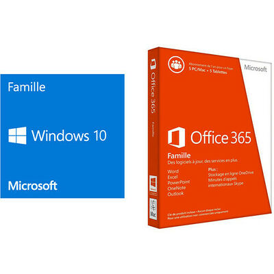 Windows 10 Famille, 64 bits, OEM - Version DVD + Office 365 Famille Premium