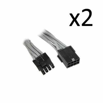 2 x Câble rallonge gainé PCI-E 6+2 broches BitFenix Alchemy - 45 cm  Argent/Noir