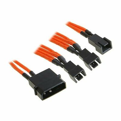 Câble adaptateur gainé 4 vers 3x3 broches BitFenix Alchemy, 20 cm, Orange/Noir