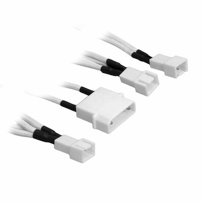 Câble adaptateur gainé 4 vers 3x3 broches BitFenix Alchemy, 20 cm, Blanc/Blanc