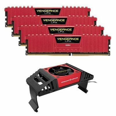 DDR4 Corsair Vengeance LPX, Rouge, 4 x 8 Go, 3000 MHz, CAS 15 + Ventilateur