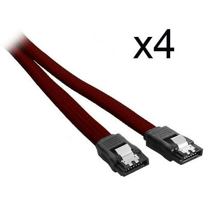 4 x Câble SATA gainé à verrouillage CableMod ModMesh - 60 cm - Rouge sang