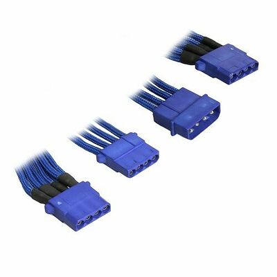 Câble adaptateur gainé Molex vers 3 x Molex BitFenix Alchemy, 55 cm, Bleu/Bleu