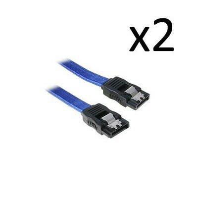 2 x Câble SATA gainé à verrouillage BitFenix Alchemy - 30 cm - Bleu/Noir