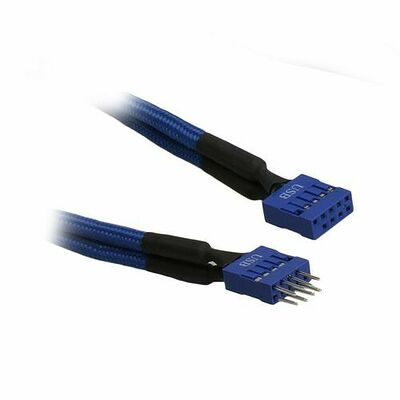 Câble rallonge gainé USB interne BitFenix Alchemy, 30 cm, Bleu/Bleu