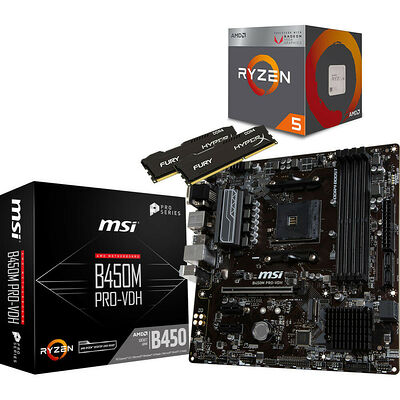 Kit d'évo AMD Ryzen 5 2400G (3.6 GHz) + MSI B450M PRO-VDH + 8 Go