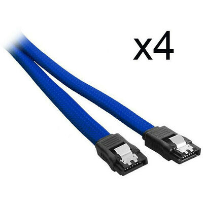 4 x Câble SATA gainé à verrouillage CableMod ModMesh - 60 cm - Bleu