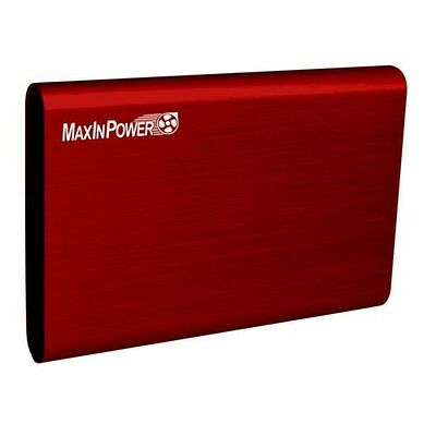 Boitier externe pour disque dur 2.5" SATA, Alu brossé rouge, MaxInPower