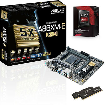 Kit d'évo AMD A8-7650K (3.3 GHz) Quiet Cooler + Asus A88XM-E/USB 3.1 + 8 Go