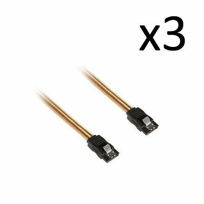3 x Câble SATA gainé à verrouillage BitFenix Alchemy - 30 cm - Or/Noir