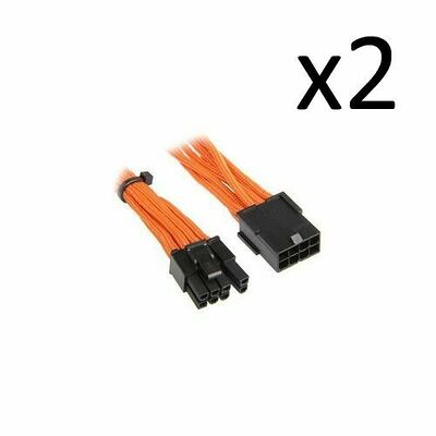 2 x Câble rallonge gainé PCI-E 6+2 broches BitFenix Alchemy, 45 cm, Orange/Noir