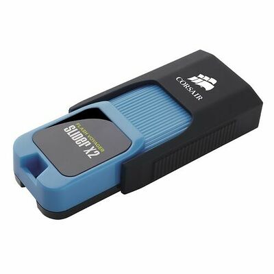 Clé USB 3.0 Corsair Flash Voyager Slider X2,128 Go,Bleu et Noir, Reconditionnée*