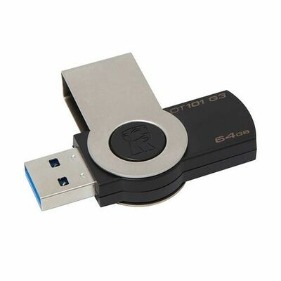 Clé USB 3.0 Kingston DataTraveler 101 G3 rotative, 64 Go, Noire